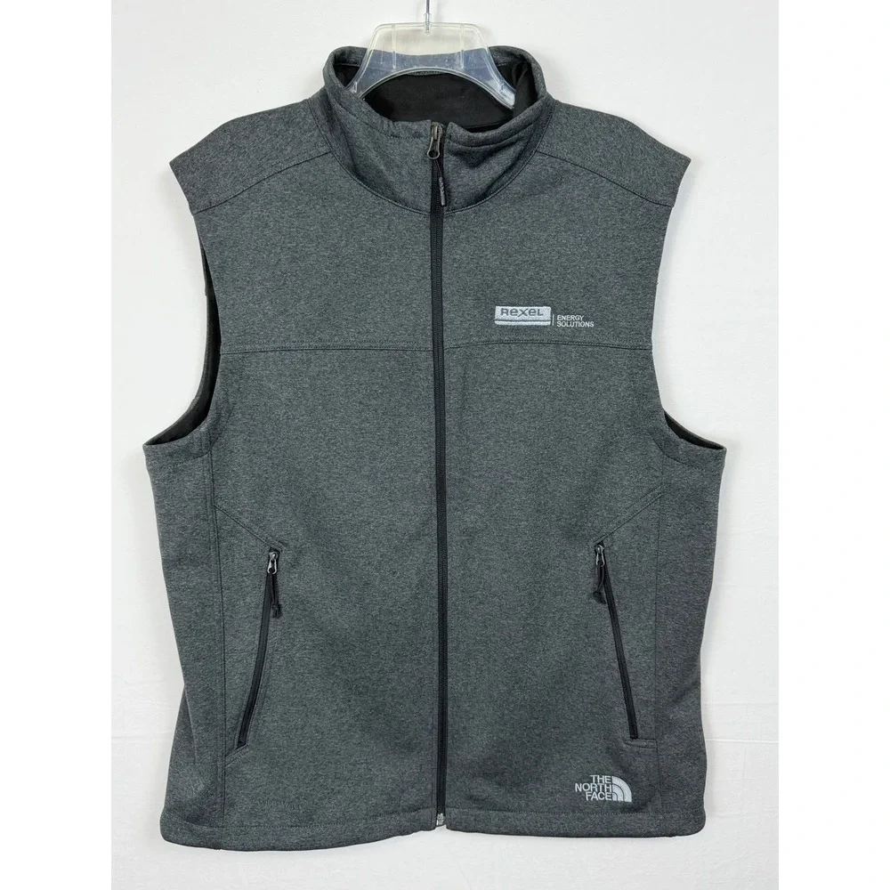 The North Face Men Polyester Vest L Grey Apex Bionic Rexel Energy Solutions Logo